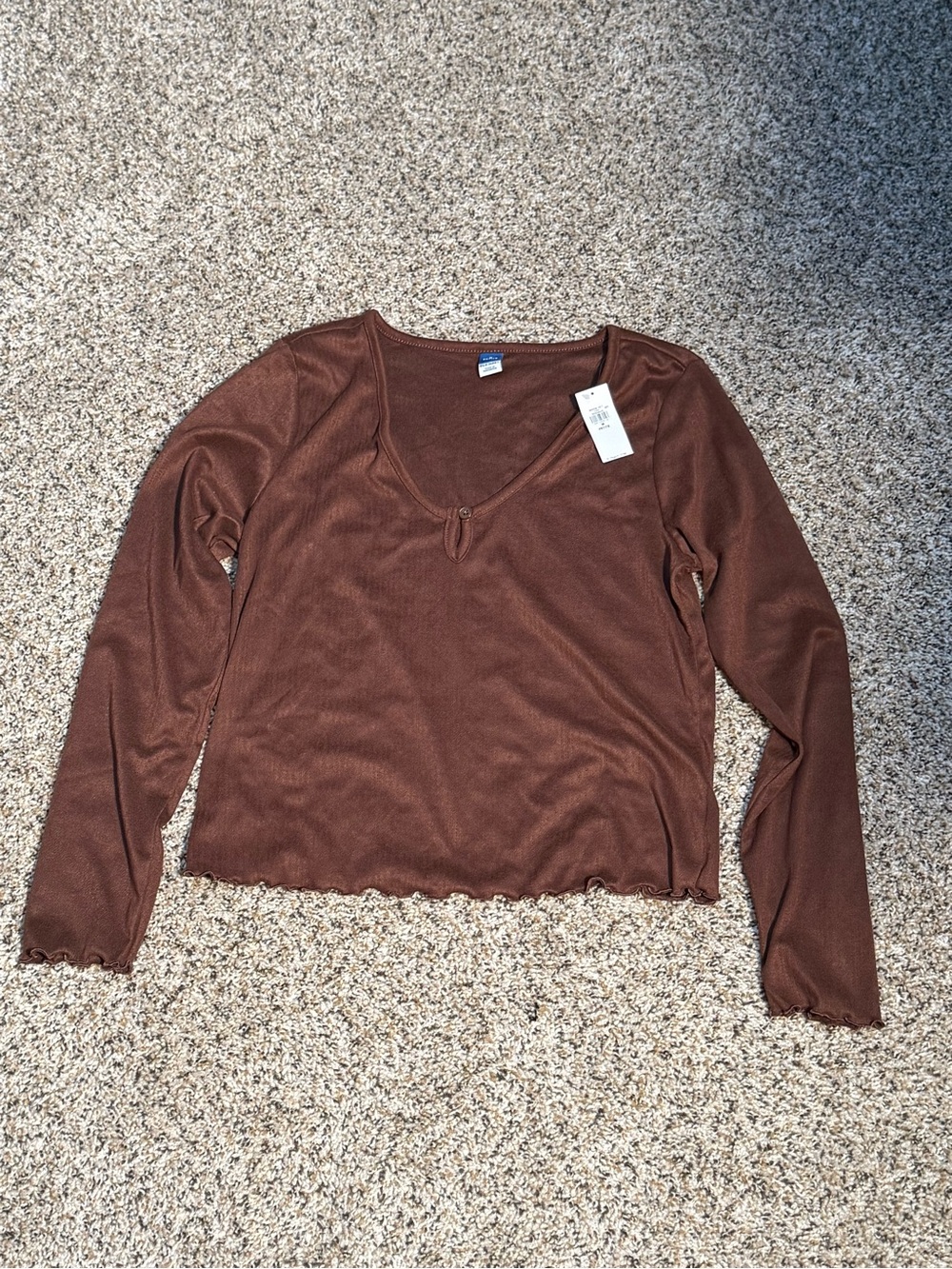 Old Navy Brown Long Sleeve V-Neck Top